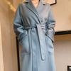High Water Ripple Double-sided Wool Coat Women Long Bathrobe Style Autumn Winter Coat