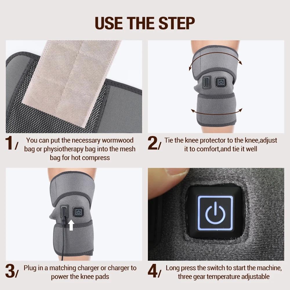 Electric Heating Knee Pads for Arthritis Pain Relief Thermal Joint Support Brace with Vibration Massager