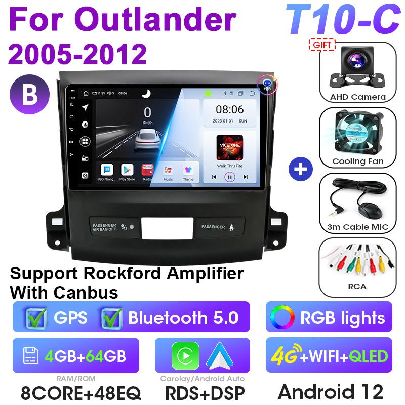 

Android 12 Автомобільний радіо для Mitsubishi Outlander Xl 2 2005-2012 2 Din GPS Carplay Авто Стерео інтелектуальні системи Smart Авторадіо