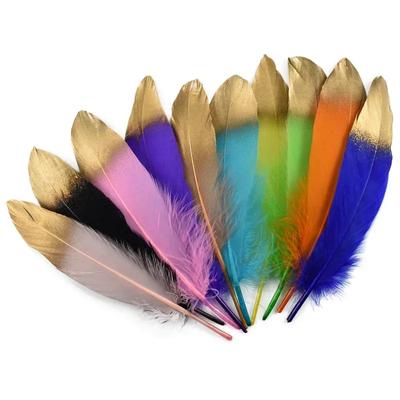 10 Stück Farbige Gold Silber Gänsefedern Für Basteln Goldene Gänsefeder Deko Hüte Karneval Zubehör Traumfänger Dekoration