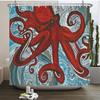 Oktopus Meere Duschvorhänge Badvorhang 180*180cm Wasserdicht Badezimmer Heimdeko Waschbarer Stoff Badezimmersichtschutz Mit 12 Haken