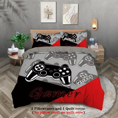 3pcs Game Controller Pattern Printed Duvet Cover Set, Soft, Comfortable and Breathable,bedroom,hotel,1*duvet Cover+2*pillowcase