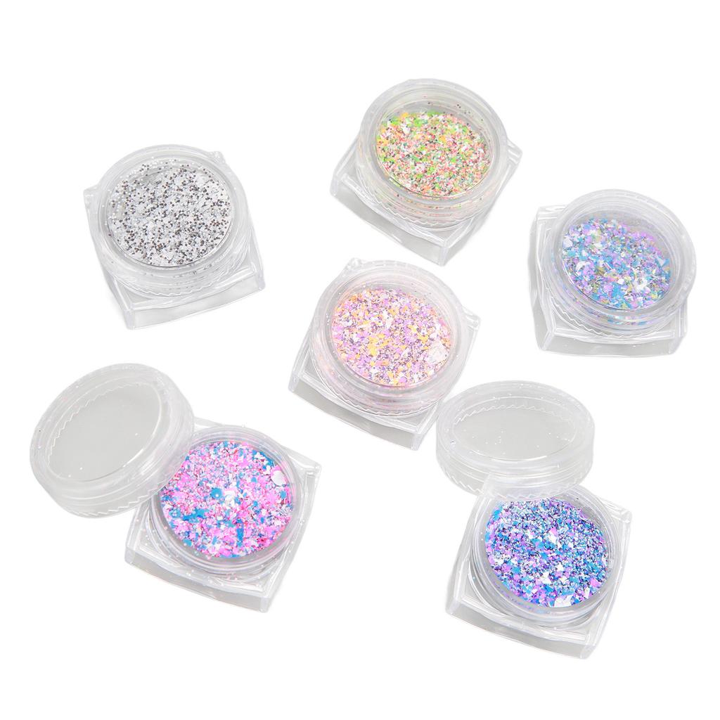 6 Box Shining Sugar Effect Glitter DIY Craft Elegant Nail Dust Sand Powder Nail Art Decoration