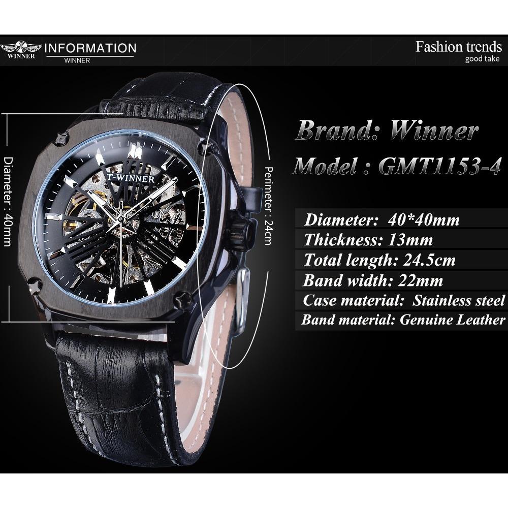 T-winner Herrenmode Casual Hohl Mechanisches Uhrwerk Wasserdichte Automatische Mechanische Uhr