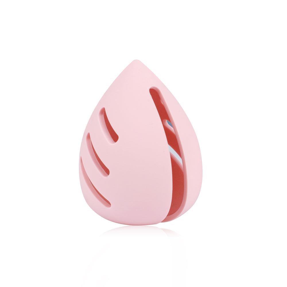 1pcs Silicone Makeup Sponge With Holder Breathable Beauty Sponge Blender Case Beauty Eggs Container Shatterproof Storage Box розовый