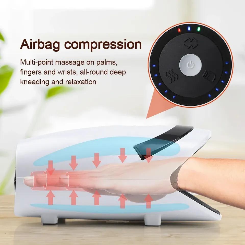 Electric Hand Massager Air Bag 3 Modes Hot Compress Kneading Hand Massage Machine Promote Finger Blood Circulation Relax Hands