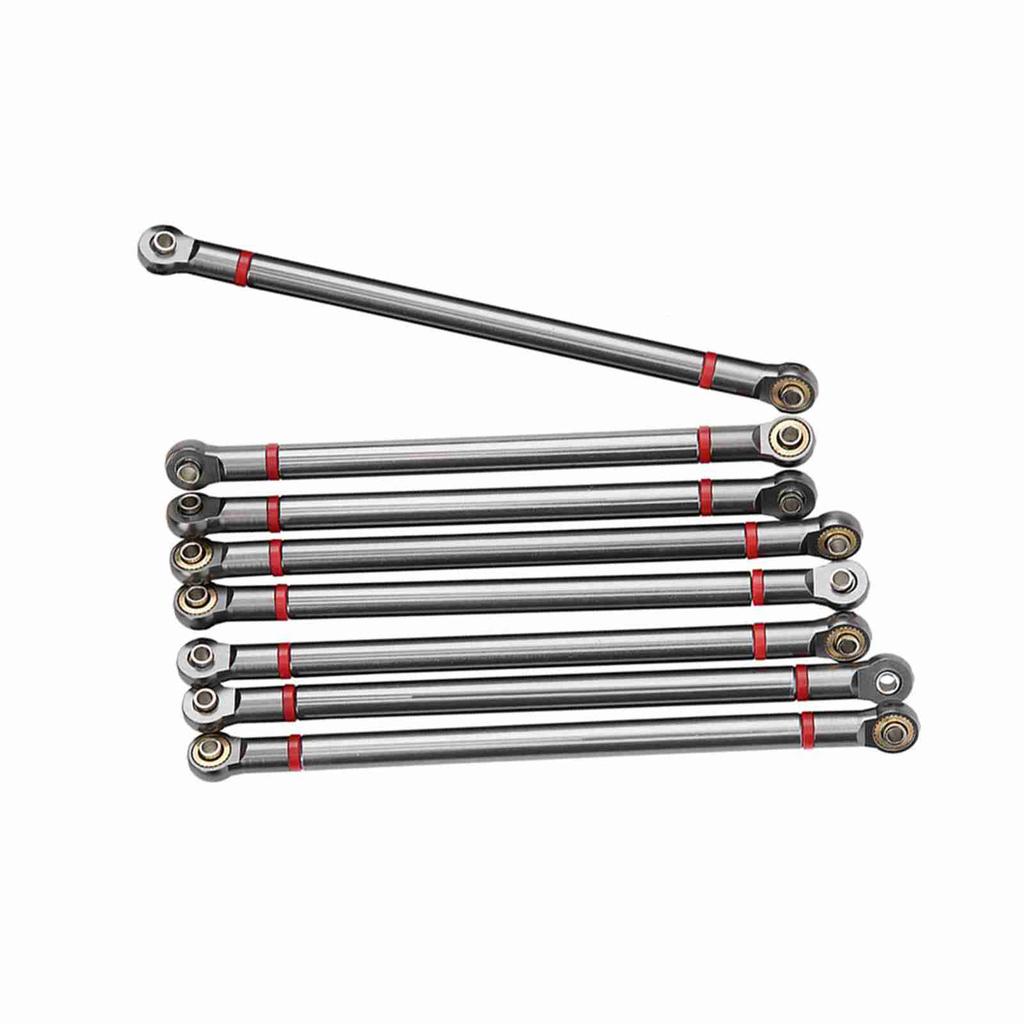 8Pcs Aluminium Alloy Link Rod for SCX10 1 10 313mm Wheelbase RC Crawler Car (Titanium Color)
