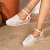 Spring Roman-Style Wedge Sandals - Round Toe, Thick Sole, PU Finish