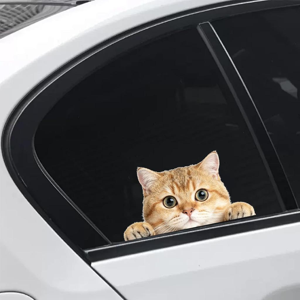4Pcs Cat Car Mirror Sticker Funny Car Bumper Sticker, Cat Decals for Car Windows Car Accessories Interior Waterproof,Die-Cut for Cars,Windows,Laptops