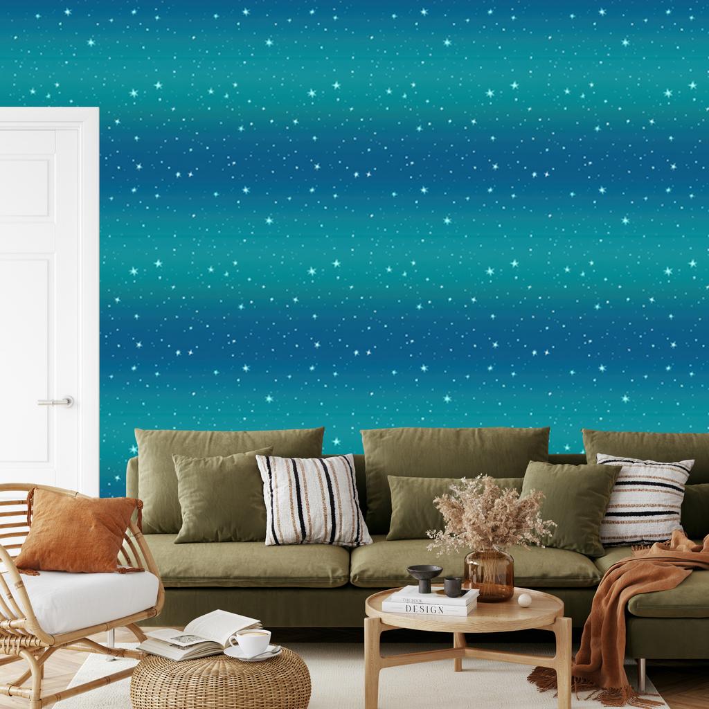 Watercolor Galaxy Wallpaper Turquoise and Blue, Turquoise Background 50x1000