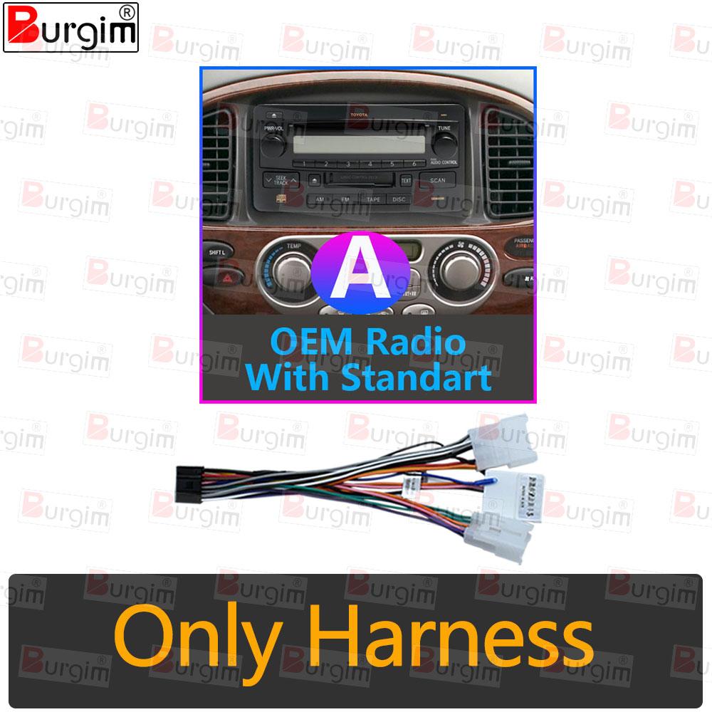

Car Radio Frame For Toyota Sequoia Tundra XK30 XK40 2000-2007 9 inch 2DIN Stereo Panel Harness Wire Power Cord Canbus Decoder only cable