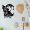 Handmade Iron Moon Flower Fairy Wall Art, Rustic Black Metal Decor for Living Room Bedroom Outdoor