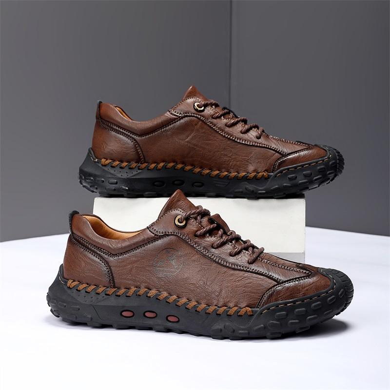 Fashion Men's Casual Leather Shoes Fashion Vintage Style Stitching Soft Business Driving Shoes Handmade Flats Oxfords Plus Size 38-48