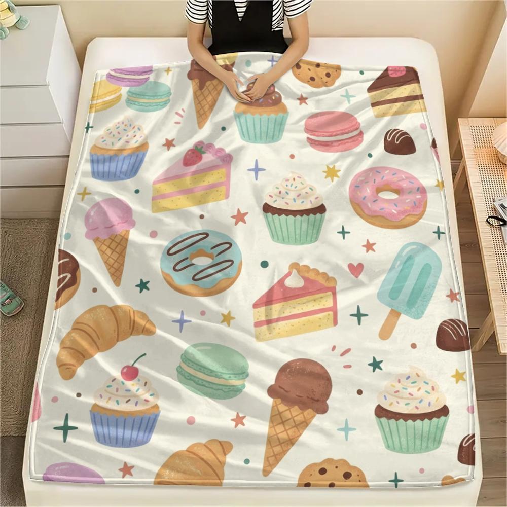 1Pc Cute Cartoon Print Flannel Blanket, High quality Comfortable for All Seasons, Home Decor, Warmth and Comfort, Perfect for Christmas Gifts W49
