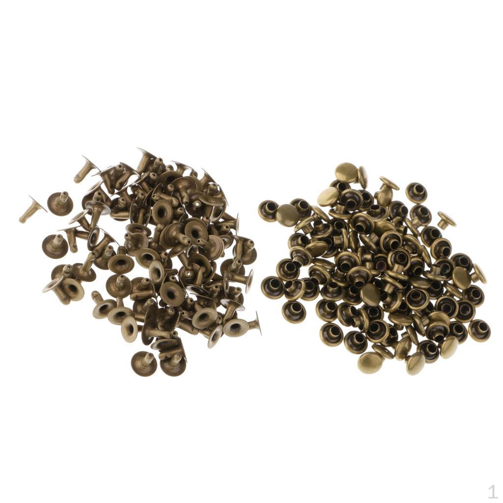 100 Assorted Round Metal Rivets for DIY Leathercraft Projects