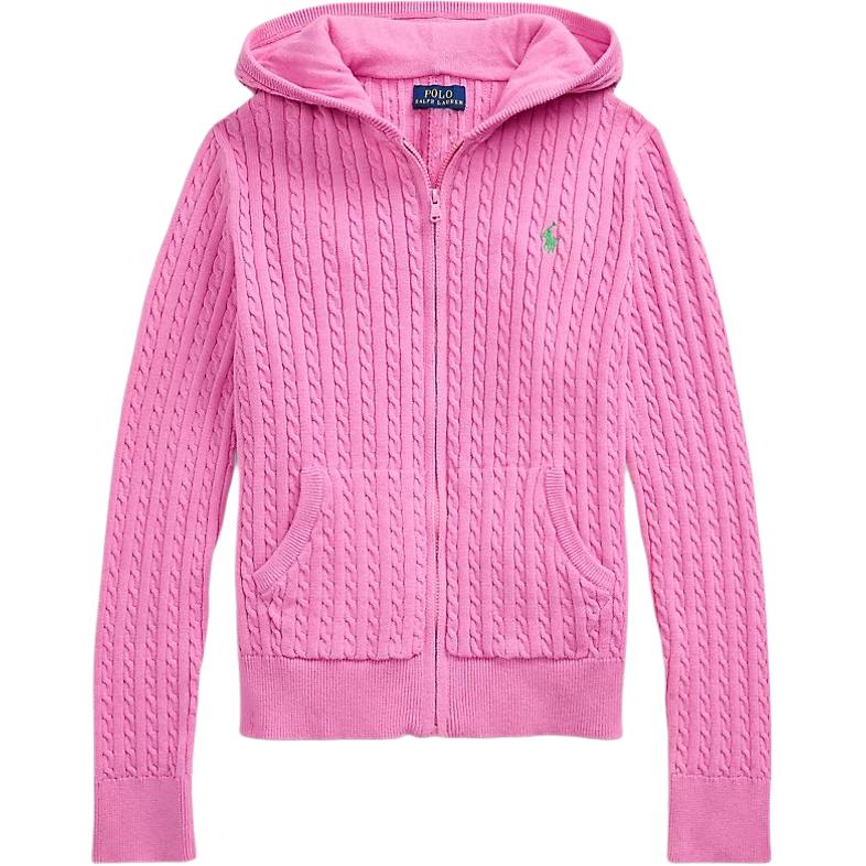 

Polo Ralph Lauren Однотонная толстовка с капюшоном на молнии, вязаная кабельным узором, Детский свитер, Розовый 313916533-008 M
