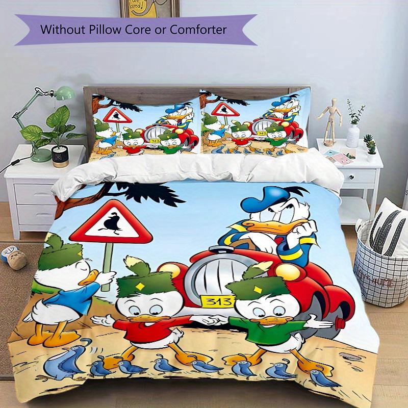 3pcs Donald Duck and Nephew Bedding Set, Including 1 Quilt Cover and 2 Pillow Shams, Without Filling, Soft and Comfortable Home Bedroom S033
