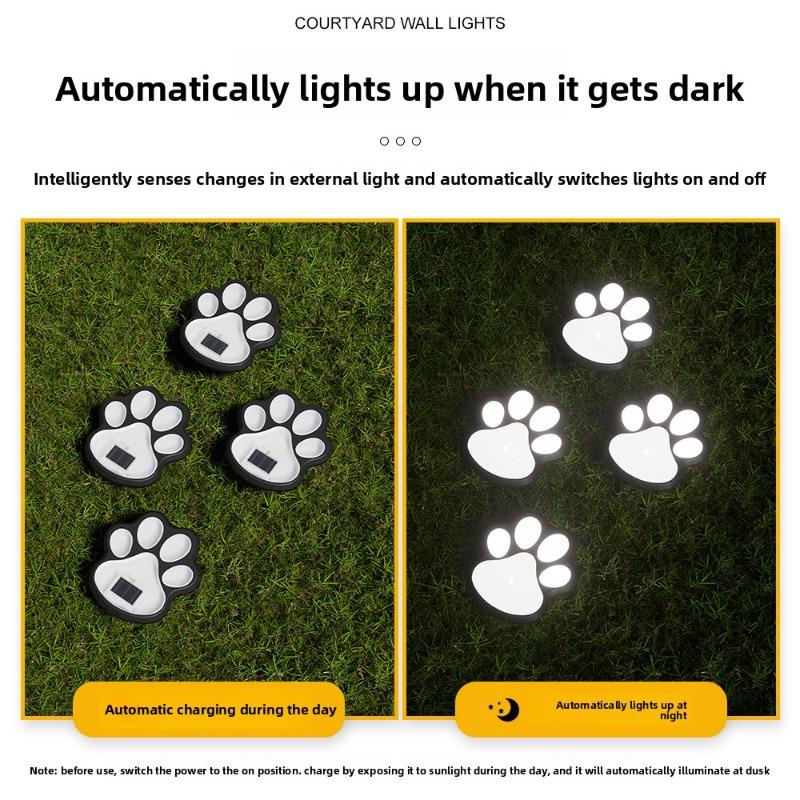 Outdoor LED Solar Paw Print Lights Waterproof Dog Cat Animal Path Lamp for Garden Patio Lawn Camping Home Decor