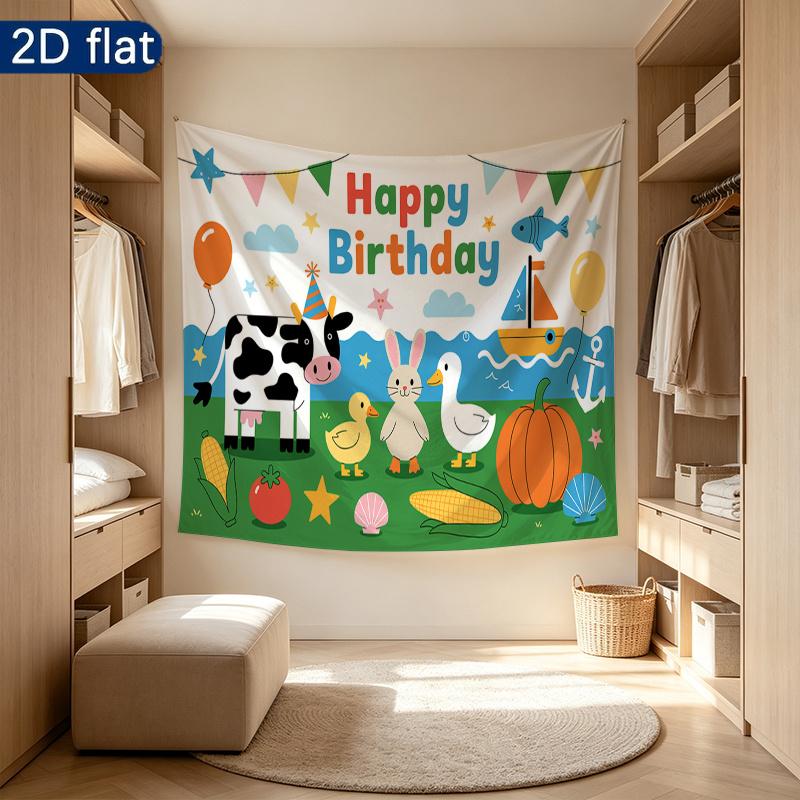 Party Backdrop Flat Banners Duck Rabbit Pumpkin Boat Bunting Celebrations Wedding Celebration Photo Booth Front Door Decor