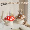 Resin Pen Cup Cute Mushroom Holder Desktop Organizer with Non-Slip Thick Stable Base