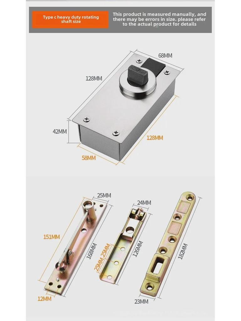 Heavy-Duty Stainless Steel Invisible Rotating Door Hinge with Hidden Up-Down Heaven and Earth Shafts
