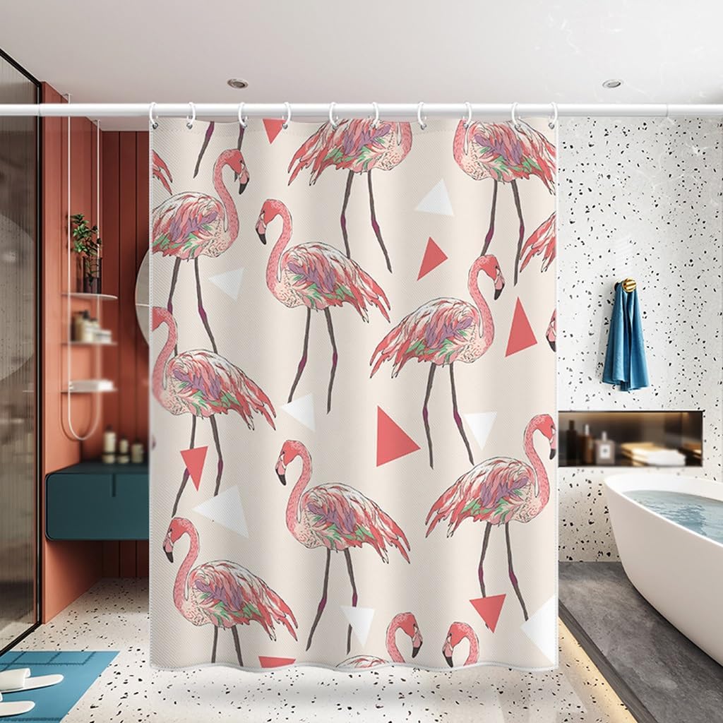 

1Pcs Nordic Flamingo Pattern Shower Curtain Bathroom Waterproof Digital Printing Partition Curtain For Bathroom Decoration W60H190(CM)-1 Pcs