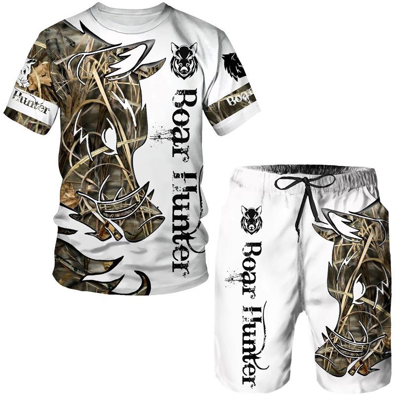 Summer Men's 3D Tiger Print Men's T-shirt Suit Casual Sportswear Streetwear Male Clothing Tracksuit Outfit Shorts 2 Pieces