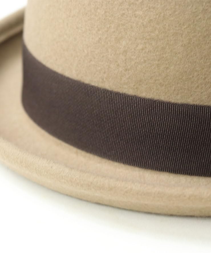 Regnuu Felt Bowler Derby Bowler Plus Camel Number Hat, 100% Wool, Unisex, Hat, Hat, Sizes, Fall/Winter, Black, Gray, (JP, Size, 58.5 Cm, Black)