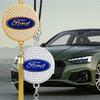AAAMW1 1pc Diamond Metal Car Badge Rearview Mirror Pendant Auto Interior Hanging Ornaments For Ford Focus Mustang Fiesta Mondeo mk7 mk2