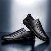 Leather Men Shoes Fashion Mens Sneakers Trend Casual Flats Italian Breathable Leisure Male Non-Slip Soft Footwear Rubber Shoes