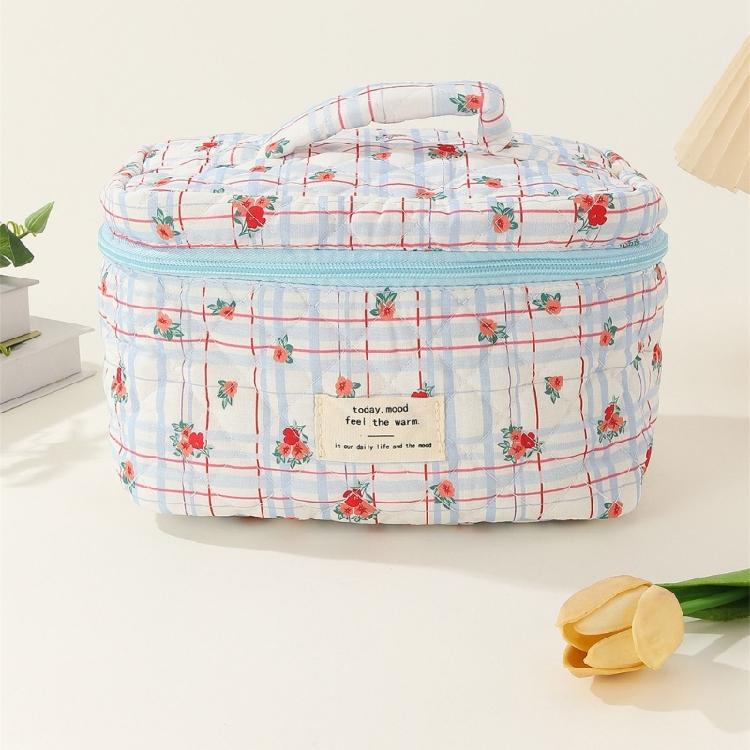 Trendy Flower Print Cosmetic Bag Convenient Pouch for Home Office and Traveling
