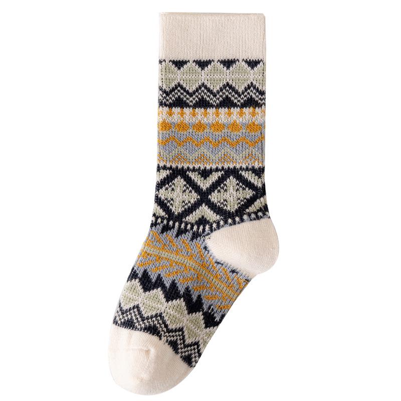 Children's Autumn/Winter Fair Isle Mid-Calf Socks - Girls, Boys & Babies, Retro Trendy Design