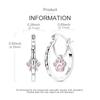 925 Sterling Silver Cute Cat Paw Dangle Hoop Earrings Pink Cubic Zirconia Paved Minimalist Pet Lover Jewelry for Women Gift