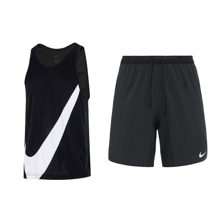 

Nike Быстросохнущий дышащий баскетбольный жилет и прямые быстросохнущие шорты, повседневный спортивный комплект для мужчин, спортивная одежда, черный цвет DH7133-013+DM4742-010 2XL