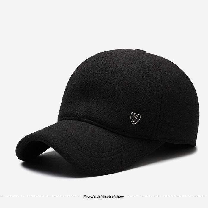 Solid Simple Color Middle Aged Warm Windproof Baseball Cap For Autumn Winter And