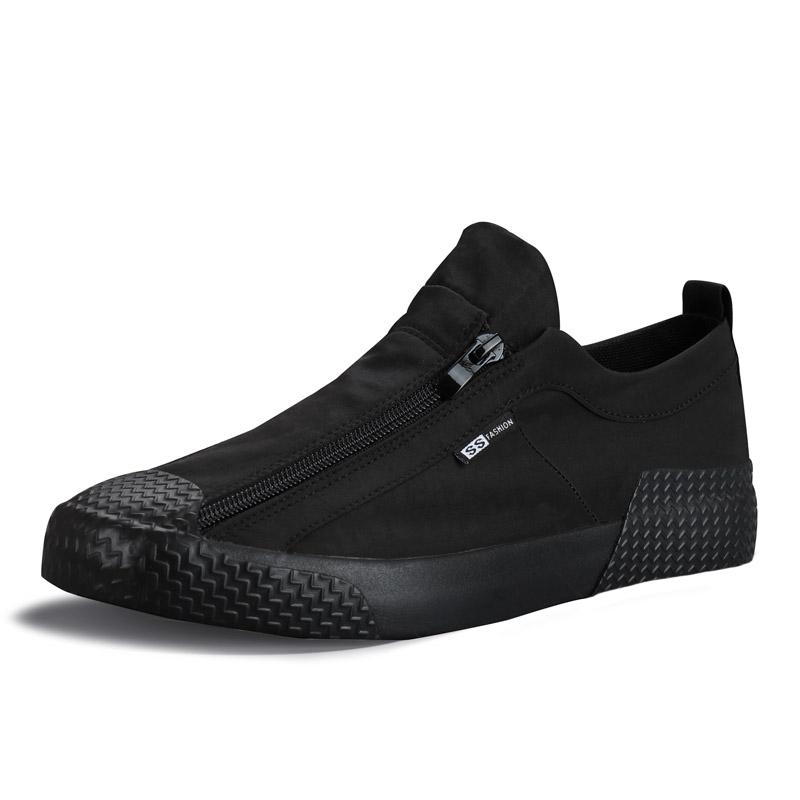 Holfredterse Newest Mens Vulcanize High Quality Casual Flat Canvas Breathable Sneakers Zip Shoes Espadrilles Skateboard Shoes 20846