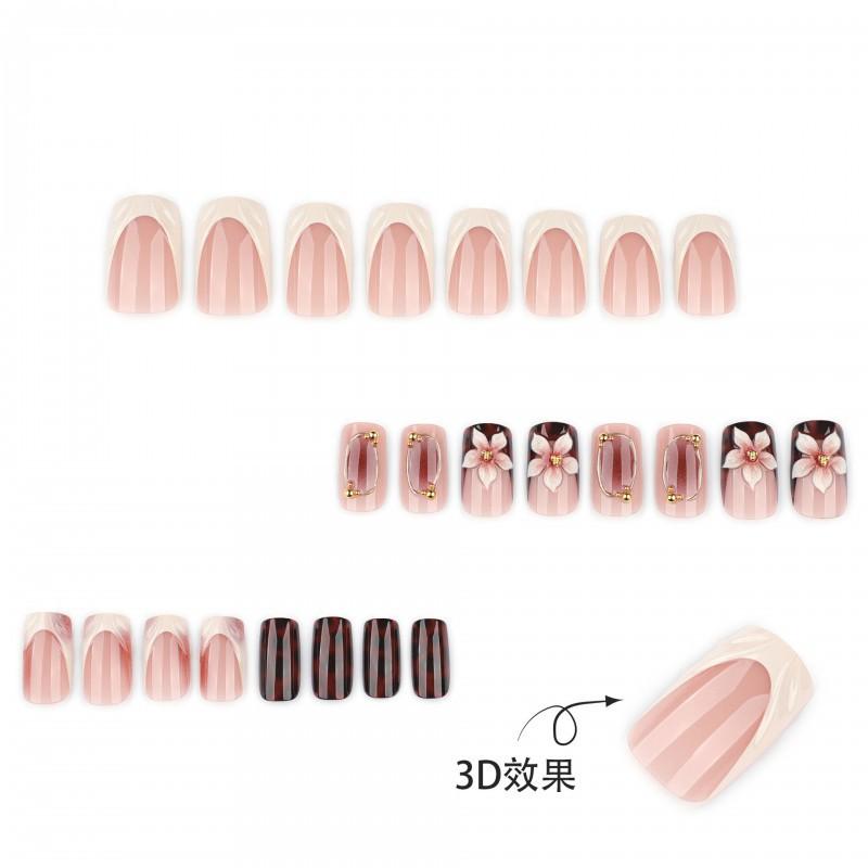 3D Flower Wearing Nail Art Plate Short Square Wearable Fake