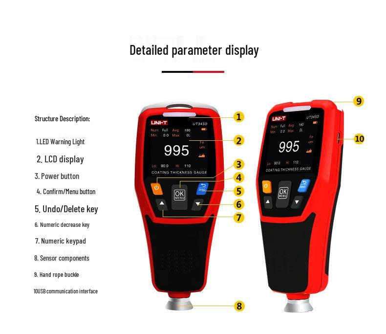 UNI-T UT343D Coating & Paint Thickness Gauge for Used Car Surfaces