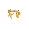 Starfish Shell Rings for Women Gold Color Stainless Steel Starfish Adjustable Ring Summer Ocean Style Jewelry Beach Accessories