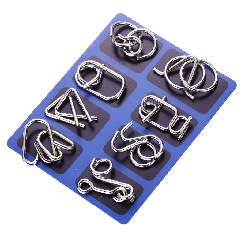 Nine-Ring Metal Puzzle - Eight-Piece Disentanglement Brain Teaser Set