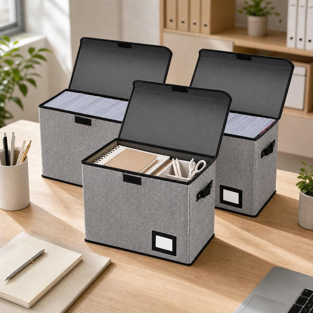 3 Pieces Cloth Storage Bin with Lid Foldable for Study Room, Dorm