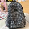 Schoolbag Vintage Versatile Plaid School Bag Junior High School Large Capacity College Student Class Commuter Backpack Travel Lightweight