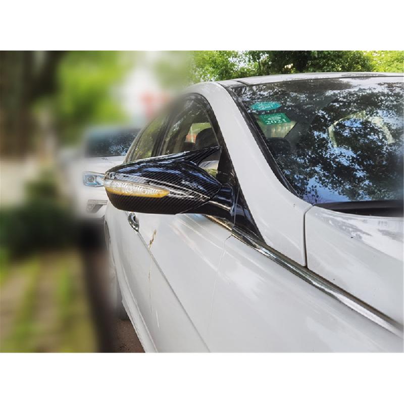 Carbon Fiber Style Ox Horn Rear View Mirror Cover Trim For Hyundai Sonata 11-14
