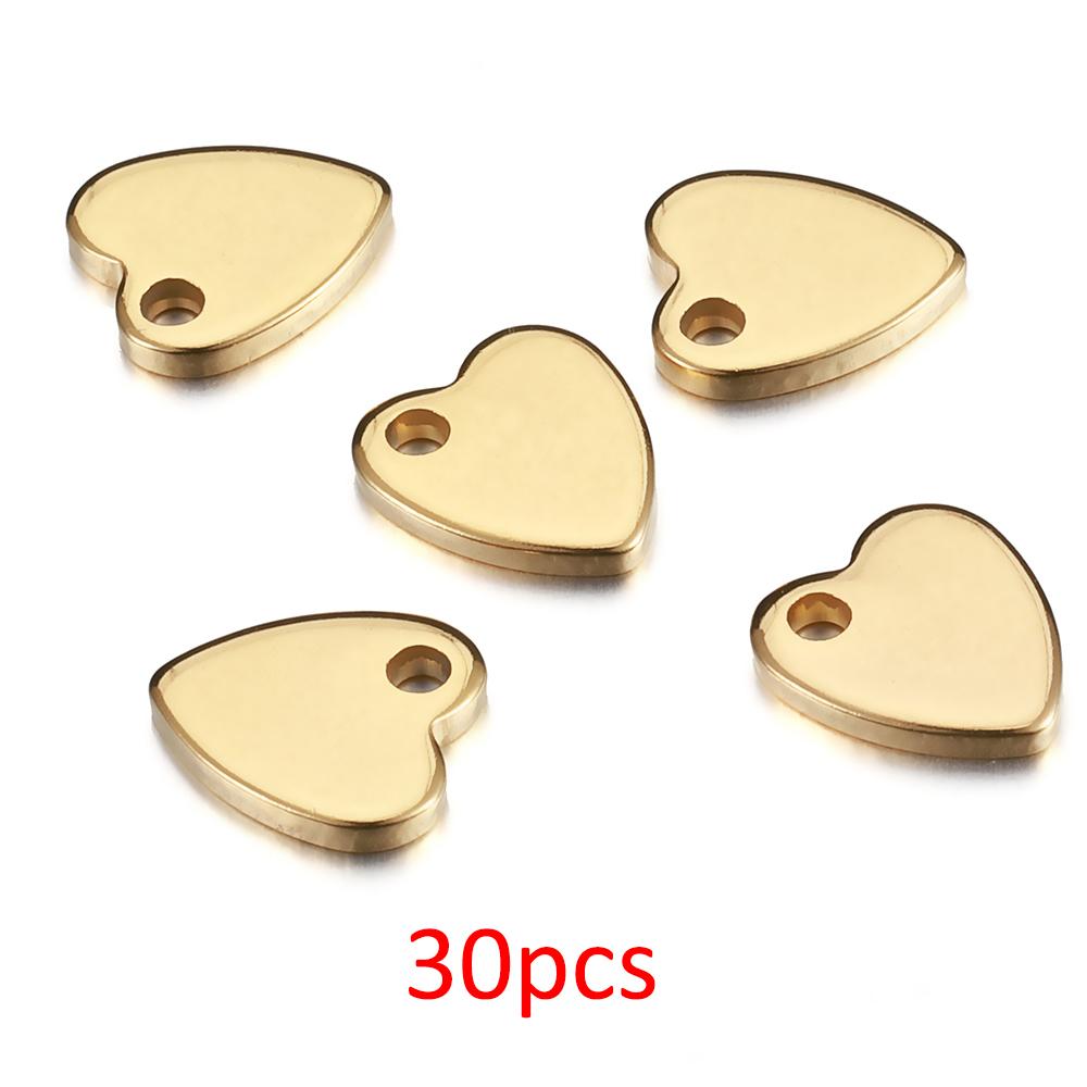 30pcs 10pcs Gold Color Stainless Steel Love Heart Charms Pendants for DIY Jewelry Making Necklace Bracelet End Tail Ornaments