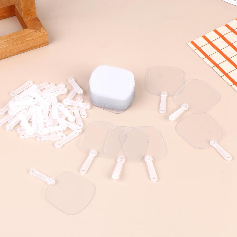 50Pcs Mini Transparent Plastic Hand Fan Diy Painting Small Clear Fan Lightweight Reusable Craft Fan For Kids Handmade Party Gift