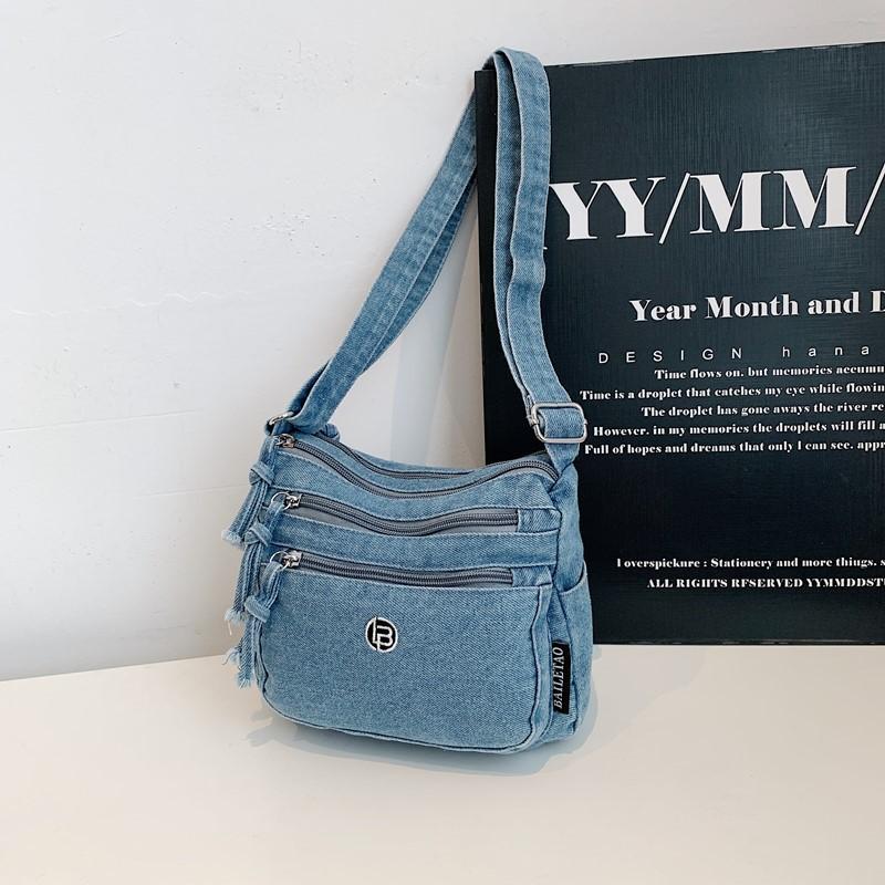 

Новая стильная и простая джинсовая сумка-мессенджер через плечо женская сумка для отдыха и путешествий многослойная сумка-мессенджер женская сумка светло-синий