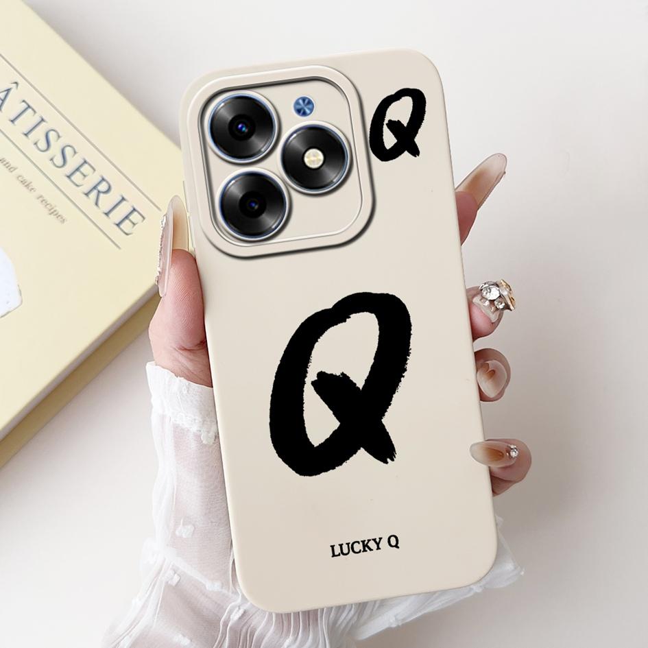 For Tecno Spark Go 2024 Case BG6 BG6i Pop 8 Simple A Z Letters Silicone Camera Protection Funda On Tecno Spark 20 20C Back Cover