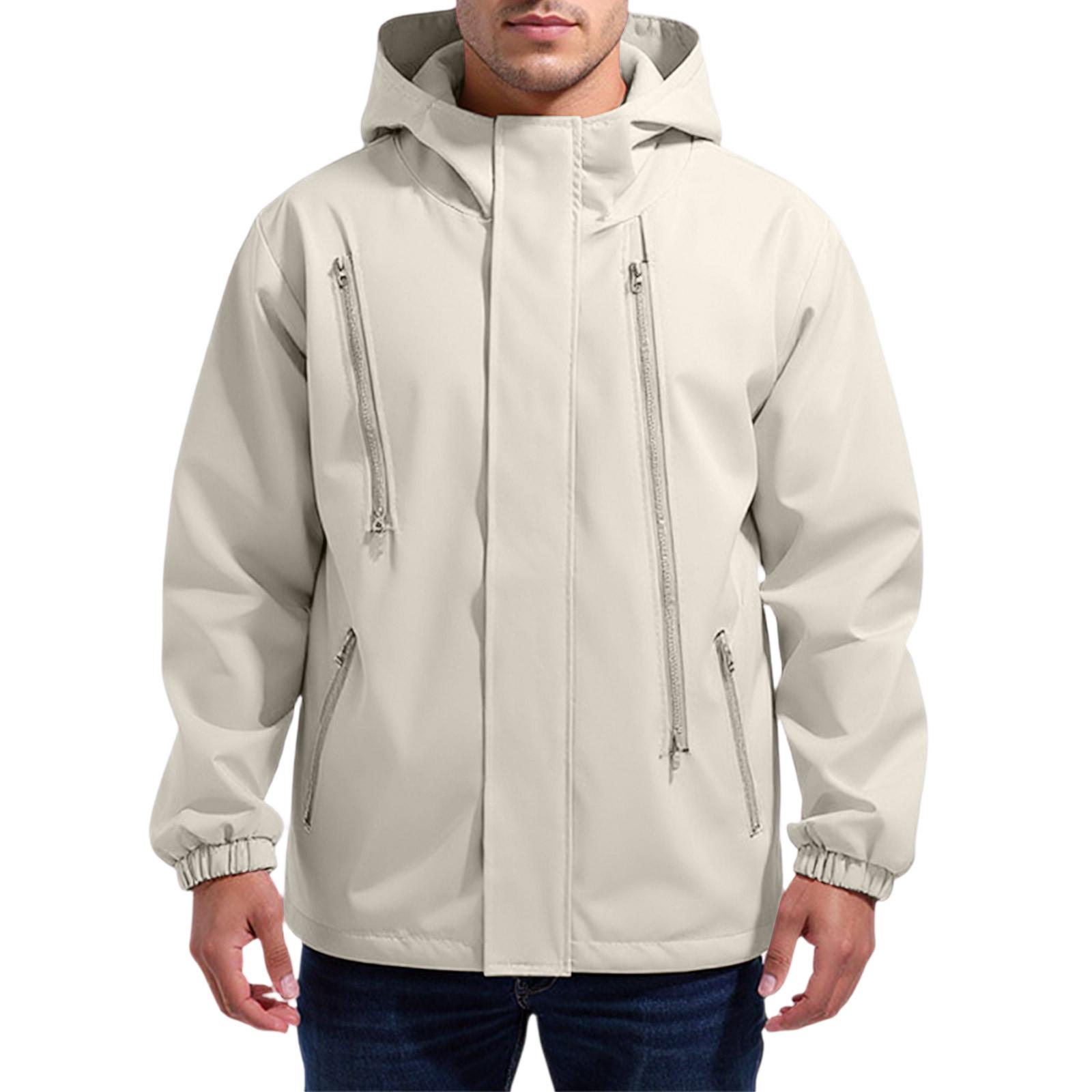 

Men S Loose Half Zipper Hooded Sweatshirt And Submachine Jacket XXL бежевый