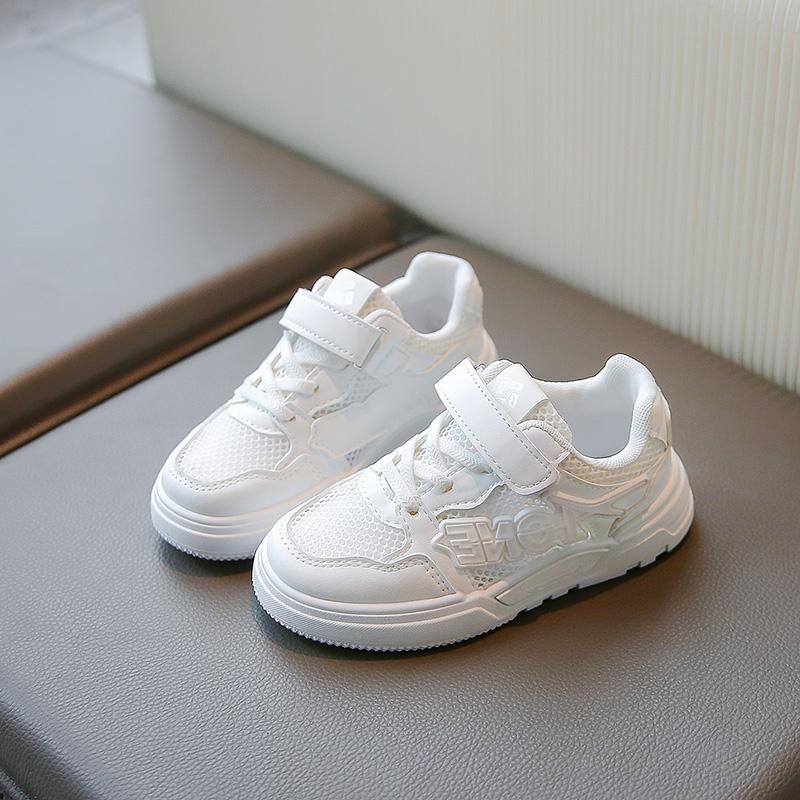 

Kids Casual Shoes Round Toes Hook&loop Boys Girls Tennis Shoes Mesh Breathable 2025 New Children Skate Shoes Soft Sole Comfort 28 белый