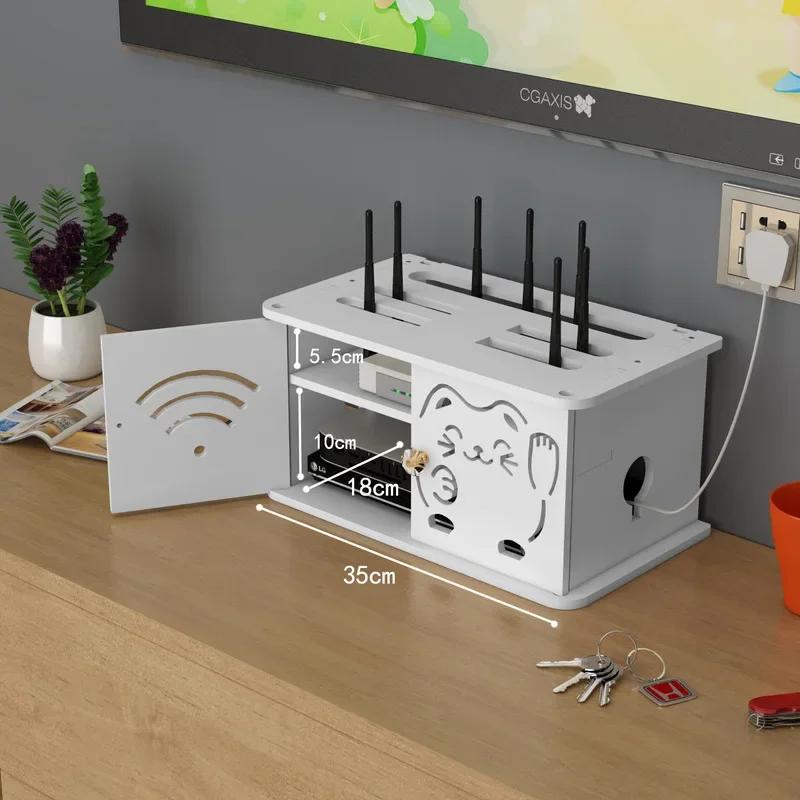 Mounted Wireless Wifi Router Rack Wall Hanging Plug Board Bracket Cable Organizer PVC Panel Shelf Home Decor Storage Box Wall